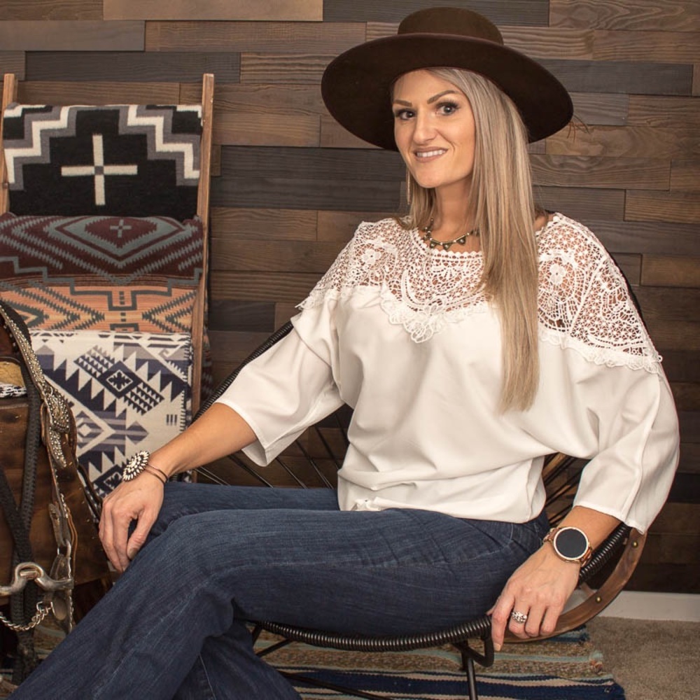 White Lace Blouse with Tie Front